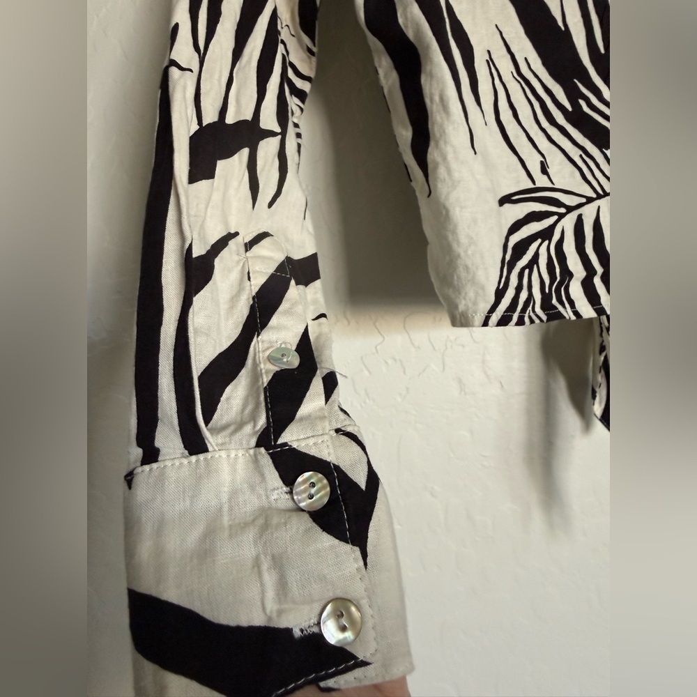 RACHEL ZOE Tie-Front Cropped Long Sleeve Linen Blend Top - Small - Picture 5 of 8